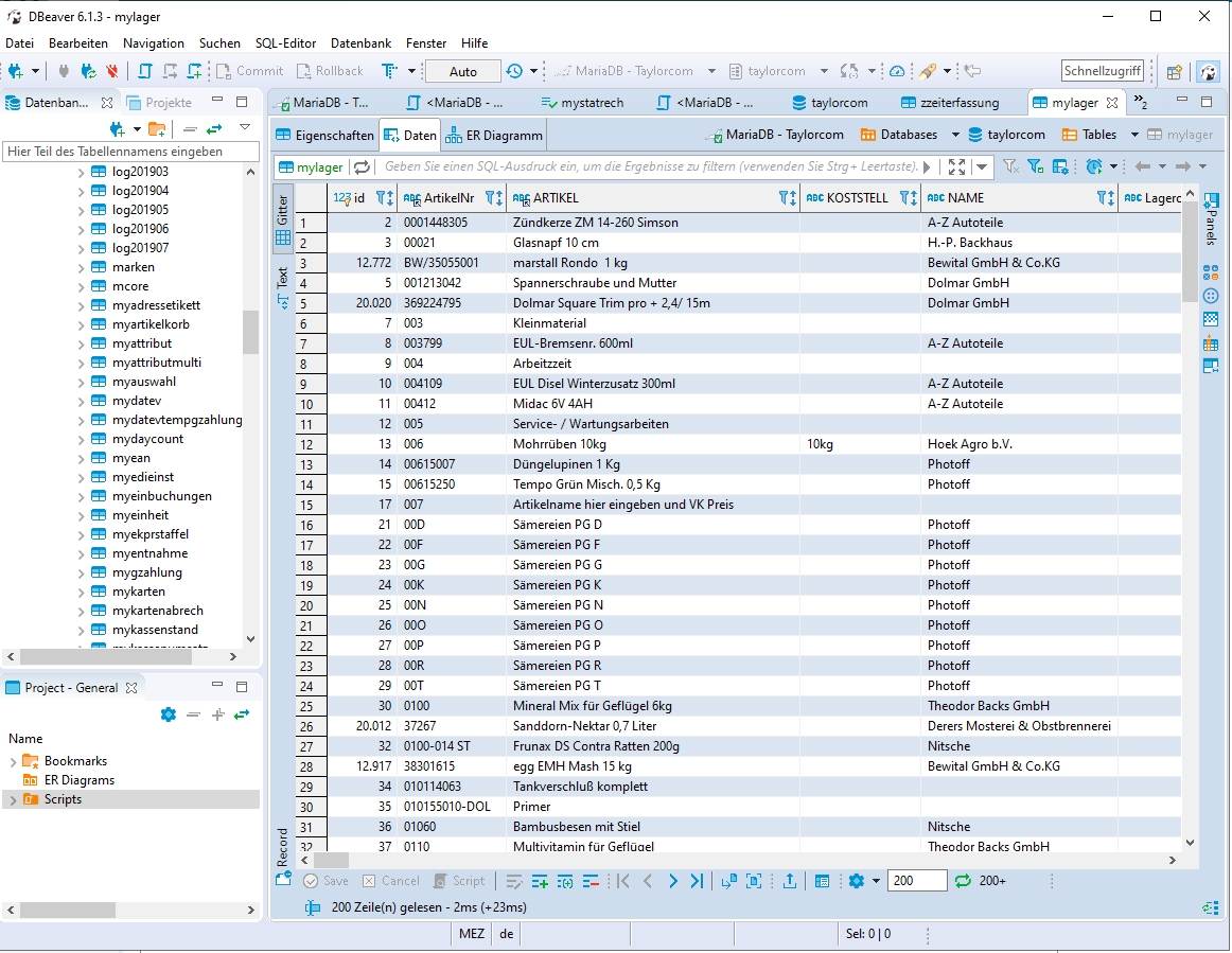 DBeaver Datenbankzugriff